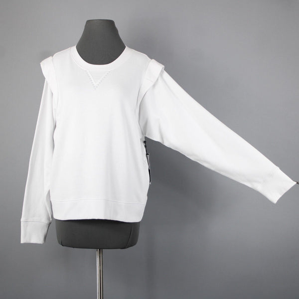 DKNY Jeans NEW $79 Sz XL White Studded Long Sleeve Cotton Poly Spandex Sweater