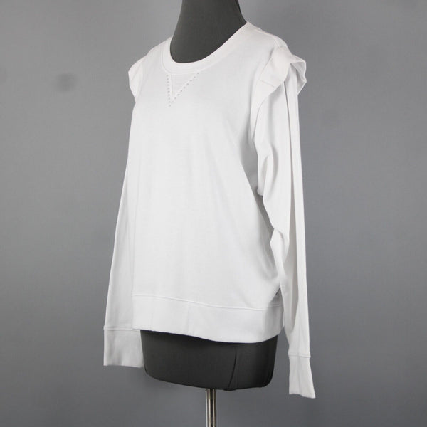 DKNY Jeans NEW $79 Sz XL White Studded Long Sleeve Cotton Poly Spandex Sweater