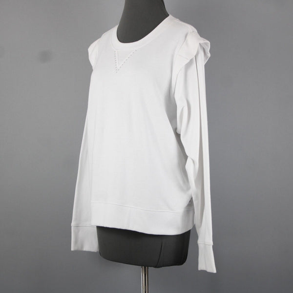 DKNY Jeans NEW $79 Sz XL White Studded Long Sleeve Cotton Poly Spandex Sweater
