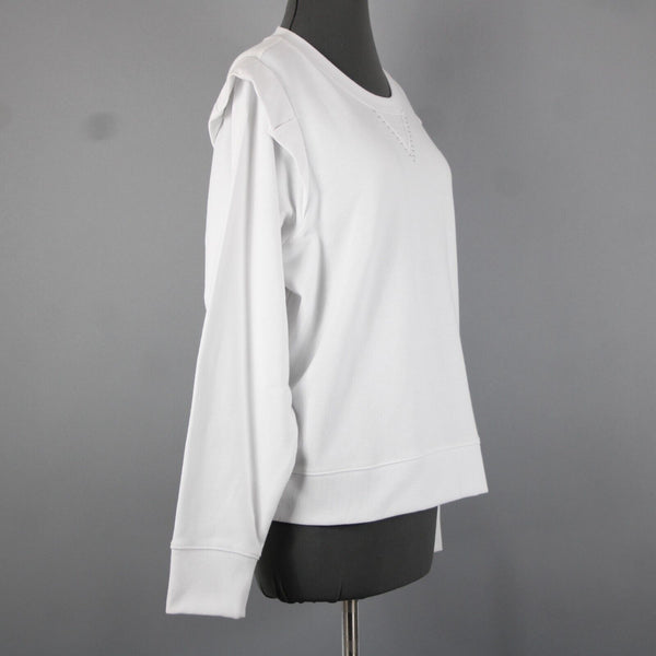 DKNY Jeans NEW $79 Sz XL White Studded Long Sleeve Cotton Poly Spandex Sweater