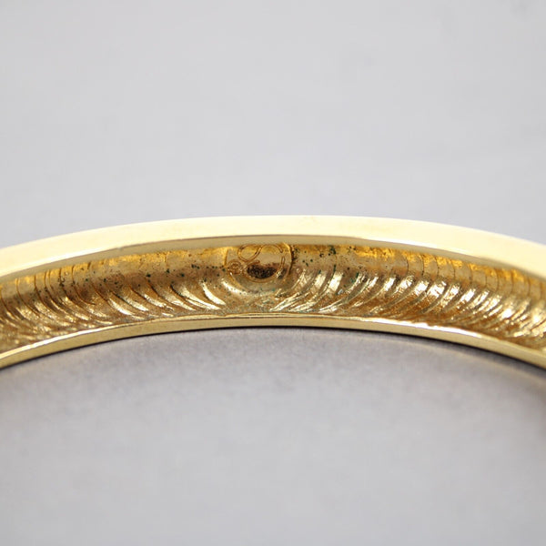 St John Couture Goldtone Hardware Cream Beige Enamel Push Lock Bangle Bracelet