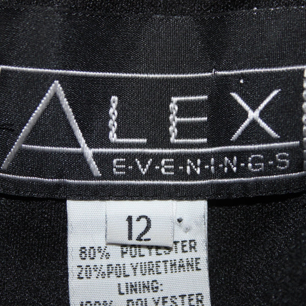 Alex Evening Dress Black Sz 2 Tulle V Neck Ruching Polyester Polyurethane Dress