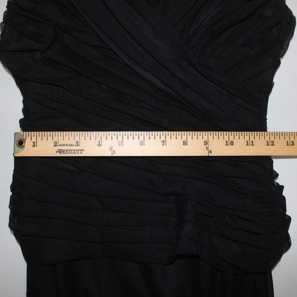 Alex Evening Dress Black Sz 2 Tulle V Neck Ruching Polyester Polyurethane Dress