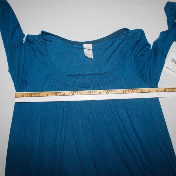 We The Free NEW $48 Sz S Teal Hi Lo Smocked Tiny Rib Knit Rayon Blend Top