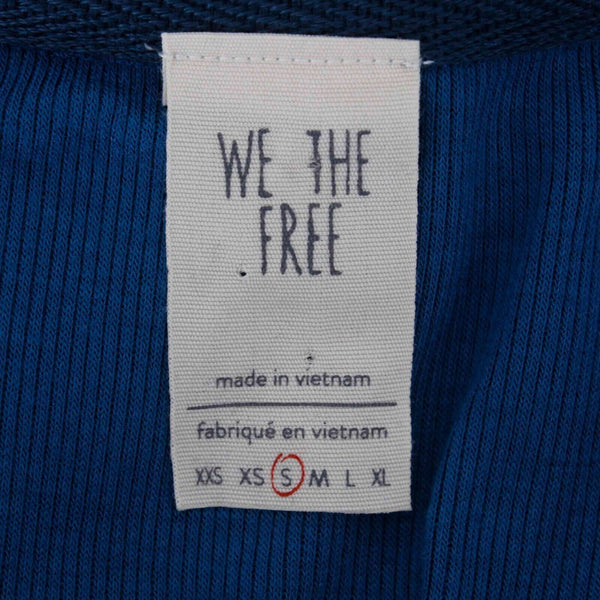 We The Free NEW $48 Sz S Teal Hi Lo Smocked Tiny Rib Knit Rayon Blend Top