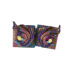 La Combe Multicolor Rhinestone Square  1.5" Pierced Earrings