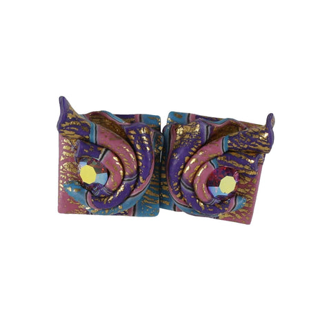 La Combe Multicolor Rhinestone Square  1.5" Pierced Earrings