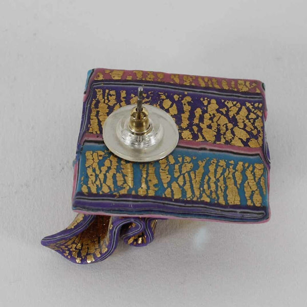 La Combe Multicolor Rhinestone Square  1.5" Pierced Earrings