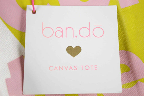 Ban.do NEW $25 16 x 18 x 4 White Multi Here Comes The Fun Canvas Tote