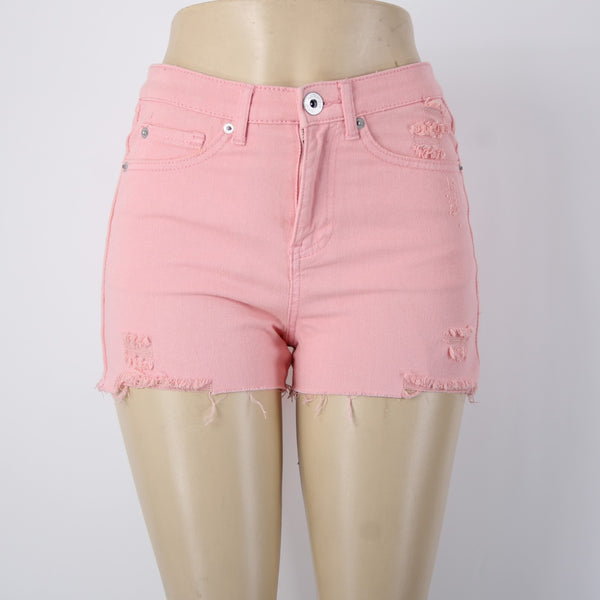 INC Denim Shorts NEW $60 Sz 4 x  Pink Distressed High Rise Cotton Spandex Shorts