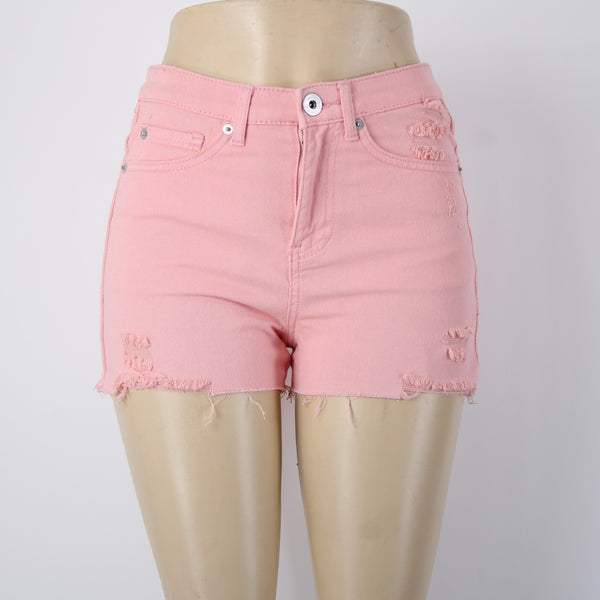 INC Denim Shorts NEW $60 Sz 4 x  Pink Distressed High Rise Cotton Spandex Shorts