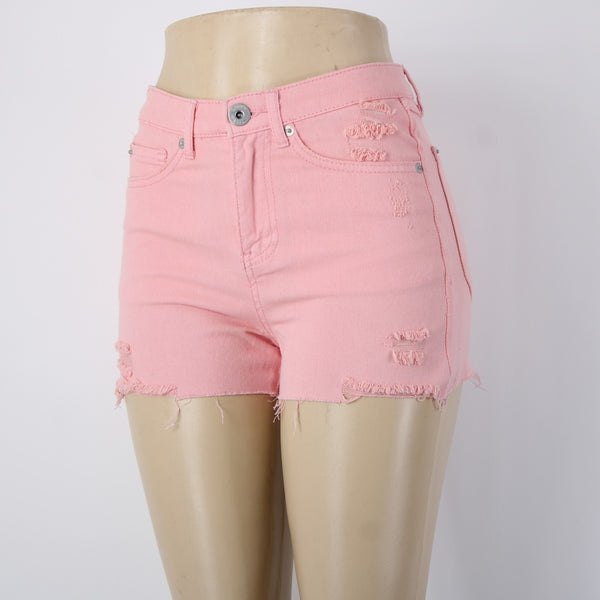 INC Denim Shorts NEW $60 Sz 4 x  Pink Distressed High Rise Cotton Spandex Shorts