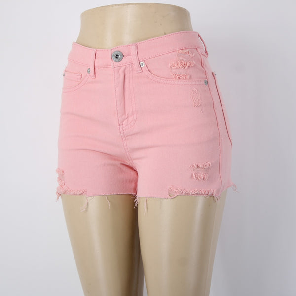 INC Denim Shorts NEW $60 Sz 4 x  Pink Distressed High Rise Cotton Spandex Shorts