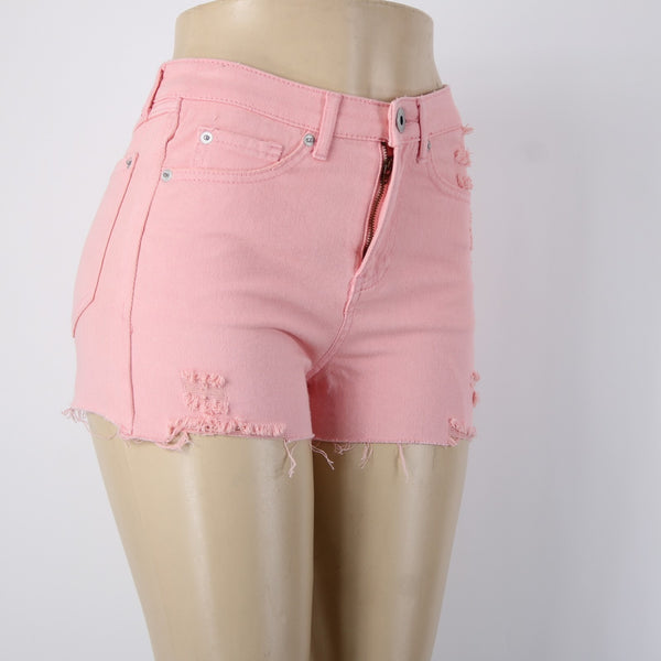 INC Denim Shorts NEW $60 Sz 4 x  Pink Distressed High Rise Cotton Spandex Shorts