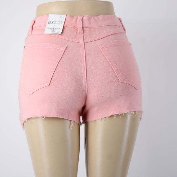 INC Denim Shorts NEW $60 Sz 4 x  Pink Distressed High Rise Cotton Spandex Shorts
