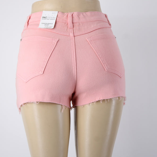 INC Denim Shorts NEW $60 Sz 4 x  Pink Distressed High Rise Cotton Spandex Shorts