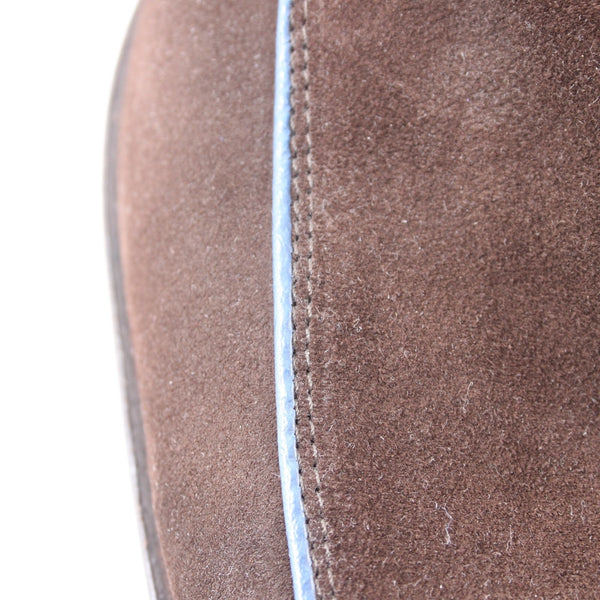 Material London Shoes Cherrio Sz 8.5 Brown Blue Piping Trim Suede Leather Shoes