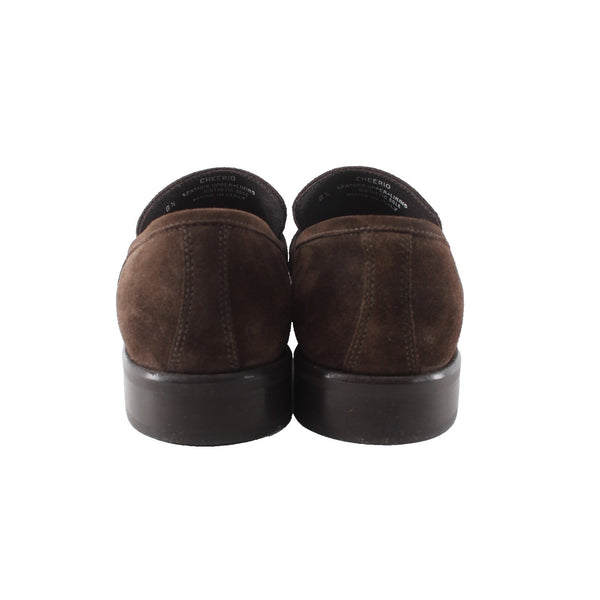 Material London Shoes Cherrio Sz 8.5 Brown Blue Piping Trim Suede Leather Shoes