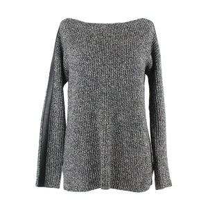 Madewell Sz XS Black Multi Leather Accent Split Side Merino Wool Sweater