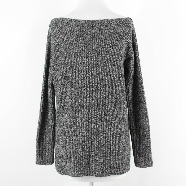 Madewell Sz XS Black Multi Leather Accent Split Side Merino Wool Sweater