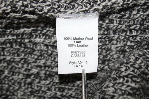 Madewell Sz XS Black Multi Leather Accent Split Side Merino Wool Sweater