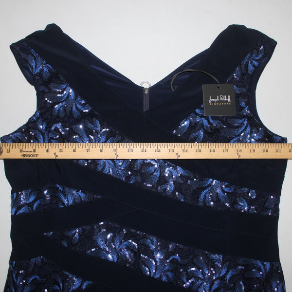 Joseph Ribkoff Dress Signature NEW Sz 22 Navy Blue Sequin V Neck Poly Spandex