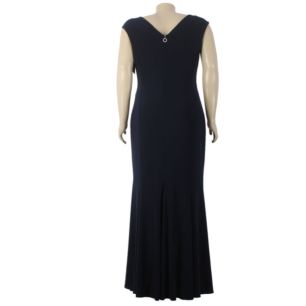 Joseph Ribkoff Dress Signature NEW Sz 22 Navy Blue Sequin V Neck Poly Spandex