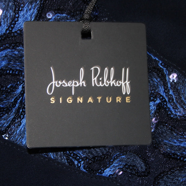 Joseph Ribkoff Dress Signature NEW Sz 22 Navy Blue Sequin V Neck Poly Spandex