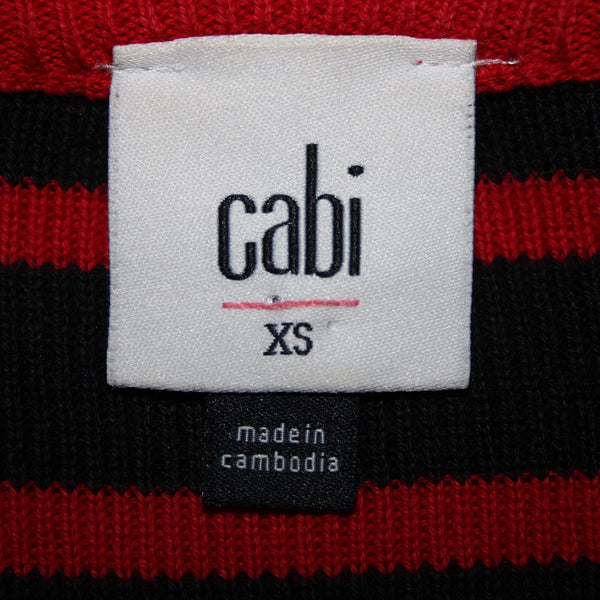 Cabi Sz XS Red White Black Striped Over Sized Cotton Other Fibers Sweater