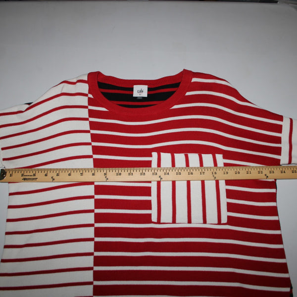 Cabi Sz XS Red White Black Striped Over Sized Cotton Other Fibers Sweater