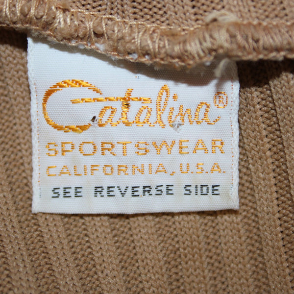 Catalina Sportswear Vintage Top Sz 15/16 Tan Brown Ribbed Vintage Top