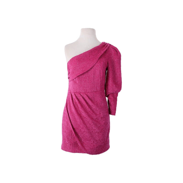 Majorelle Dress Sz M Pink One Shoulder Pleated Draped Neck Rayon Nylon Dress