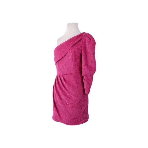 Majorelle Dress Sz M Pink One Shoulder Pleated Draped Neck Rayon Nylon Dress