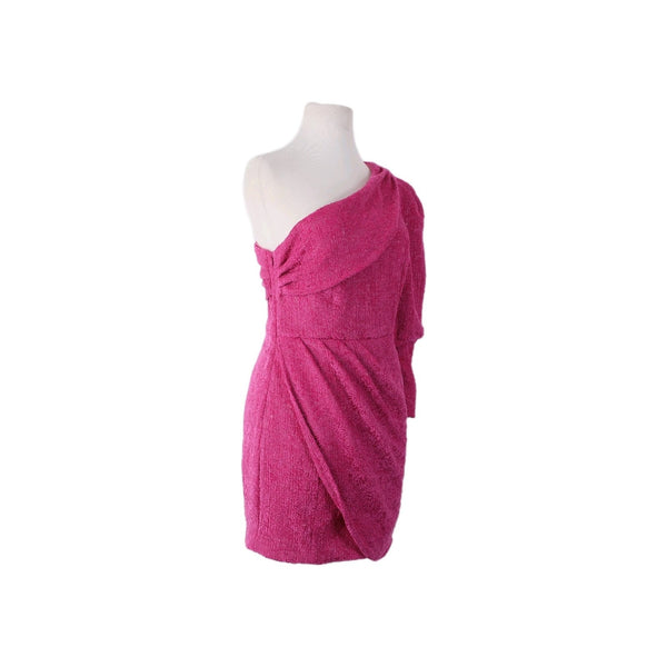Majorelle Dress Sz M Pink One Shoulder Pleated Draped Neck Rayon Nylon Dress