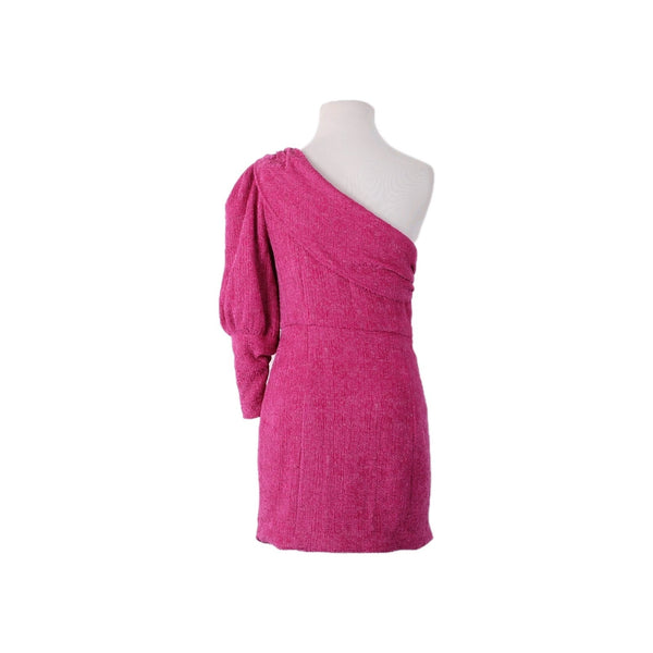 Majorelle Dress Sz M Pink One Shoulder Pleated Draped Neck Rayon Nylon Dress