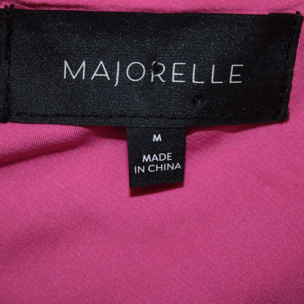 Majorelle Dress Sz M Pink One Shoulder Pleated Draped Neck Rayon Nylon Dress