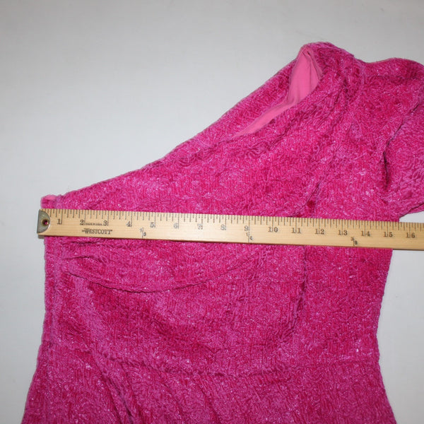 Majorelle Dress Sz M Pink One Shoulder Pleated Draped Neck Rayon Nylon Dress