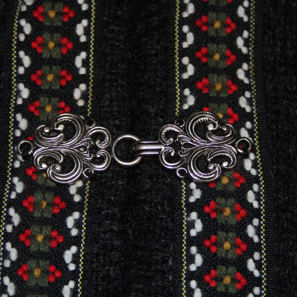 North Peak Nordic Sweater Sz 1X? Black Red Multi 100% Wool Celtic Sweater