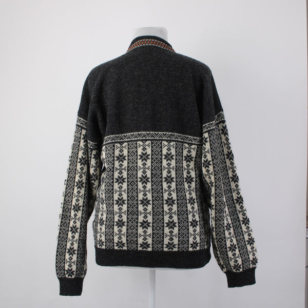 North Peak Nordic Sweater Sz 1X? Black Red Multi 100% Wool Celtic Sweater