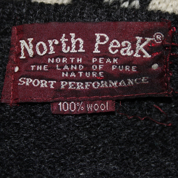 North Peak Nordic Sweater Sz 1X? Black Red Multi 100% Wool Celtic Sweater