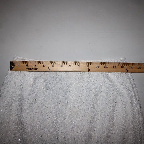 Veronique Young Sz 2 White Lace Beaded Lined 100% Polyester Acetate Skirt