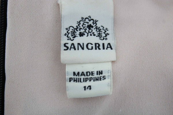 Sangria Sz 14 Sheer Pink Black Tiered Ruffles Bodycon Poly Blend Dress