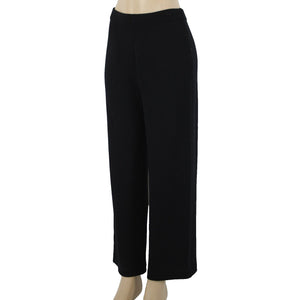 St John Collection Sz 8 x 30 Black High Waisted Wide Leg Santana Knit Pants