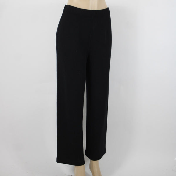 St John Collection Sz 8 x 30 Black High Waisted Wide Leg Santana Knit Pants