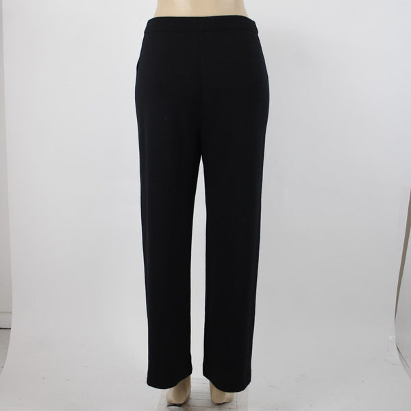 St John Collection Sz 8 x 30 Black High Waisted Wide Leg Santana Knit Pants