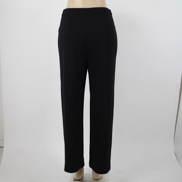 St John Collection Sz 8 x 30 Black High Waisted Wide Leg Santana Knit Pants