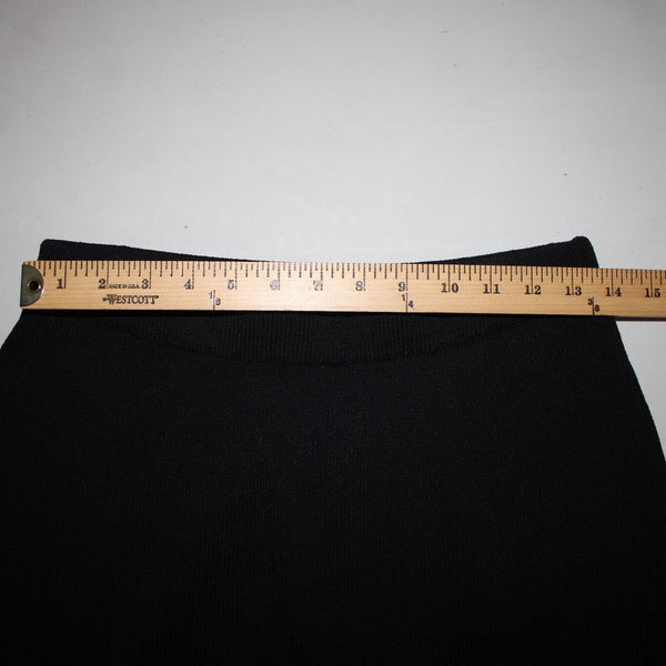 St John Collection Sz 8 x 30 Black High Waisted Wide Leg Santana Knit Pants