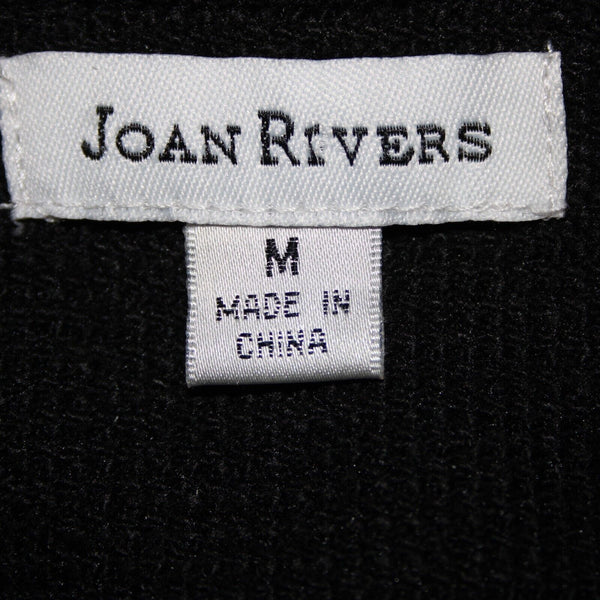 Joan Rivers Sz M Black Faux Pearls Lined Polyester Cotton Cardigan Sweater