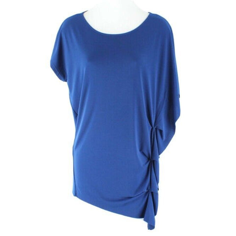 Chicos Sz 0 Royal Blue Ruched Single Side Polyester Spandex Jersey Top