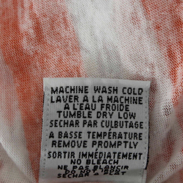 Mouchette Sz M Peach White Stripe Hi Lo Scoop Raw Edge Cotton Blend Knit Top